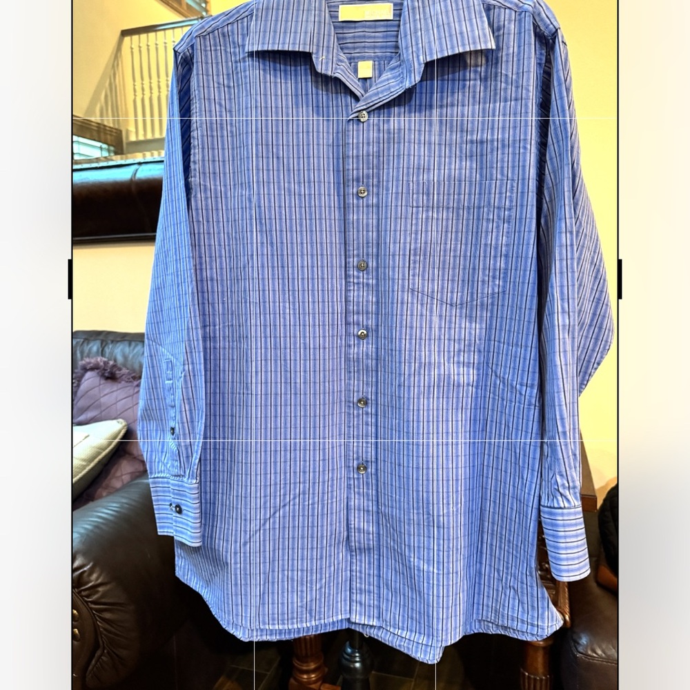 “Michael Kors” Men's Blue Plaid Button Down Shirt
